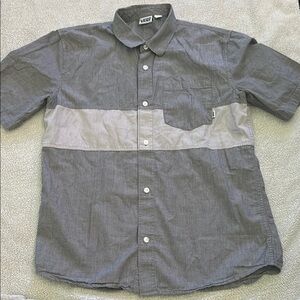 Vans Gray Casual Button Down Shirt with Two-Tone Design